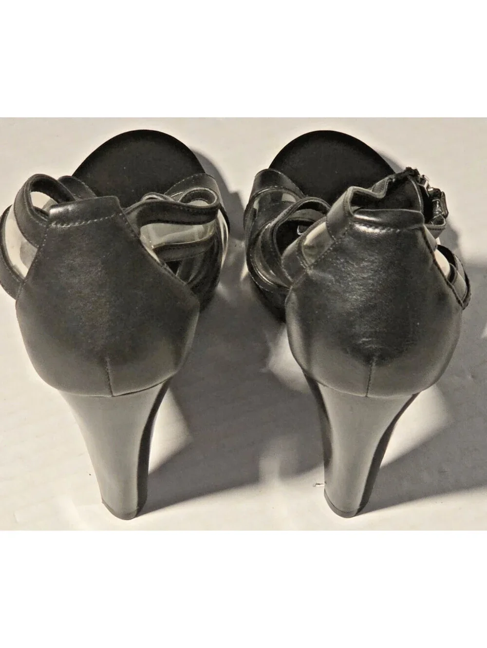 Michael Kors Berkley Zip Front Leather Upper Cage Heels Womens 10 Black Patent